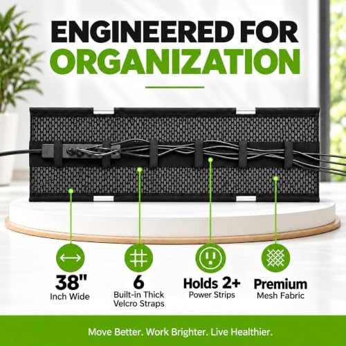 Perfect POSTURE Mesh Cable Management Tray Under Desk Cord Organizer - 38"