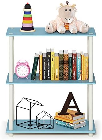 Furinno TURN-N-TUBE Storage Shelves, 3-Tier Book Shelf, Corner Shelf, Toolless Open Shelves, for Organization and Storag