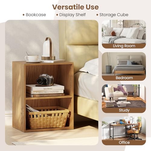Tangkula 2-Cube Bookcase, Floor Standing Open Bookshelf, 5-Position Adjustable Shelf, Modern Display Shelf, Anti-Topplin