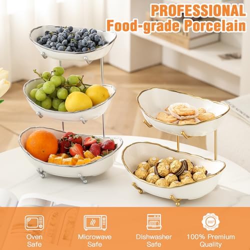 3 Tier Fruit Basket, Ceramic Fruit Bowl for Kitchen Counter 1