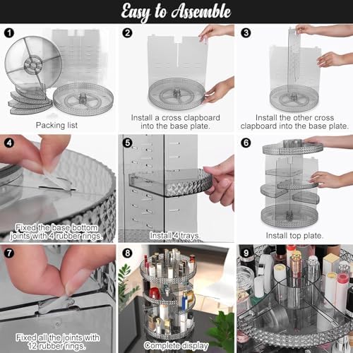 Rotating Makeup Organizer Countertop, Acrylic Makeup Storage Organizer Round, Large Cosmetic Organizer 7 Layers Large Ca