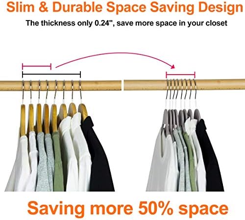 Plastic Clothes Hangers 20 Pack and Solid Wooden Hangers 20 Packs