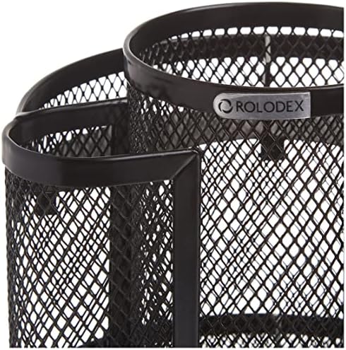 Rolodex Desk Organizer Rotating Office Supply Caddy Mesh Black (6.5" x 6.5" x 6.25") (Pack of 8)