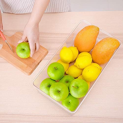 SANNO Vegetable Refrigerator Organizer Food Bins with lids Large Stackable Fridge Clear Organizers Kitchen Cabinet Organ