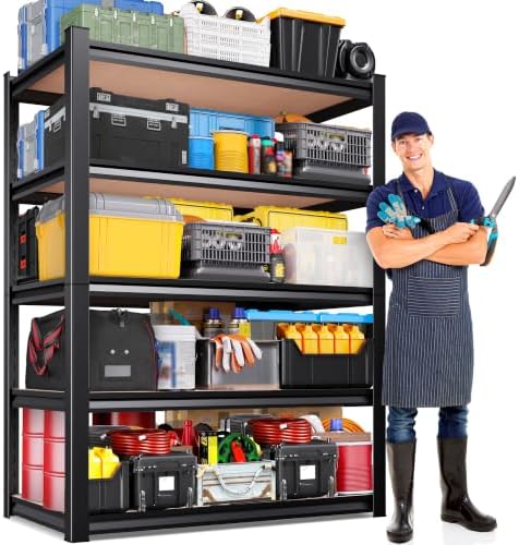 71" H x 35" W Garage Shelving Unit, 2050LBS Heavy Duty Metal Storage Shelves, 5 Tier Adjustable Utility Steel Rack, Free
