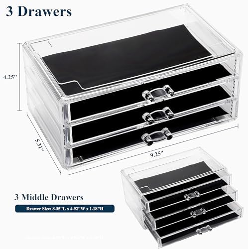 Sea Team Stackable Clear Acrylic Makeup Organizer with Drawers for Vanity