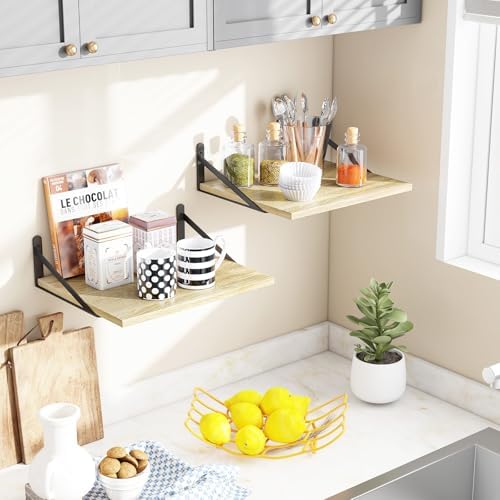 Fixwal 2pcs 11.8 in Deep Floating Shelves for Wall (Rustic Brown, 15.7" L)