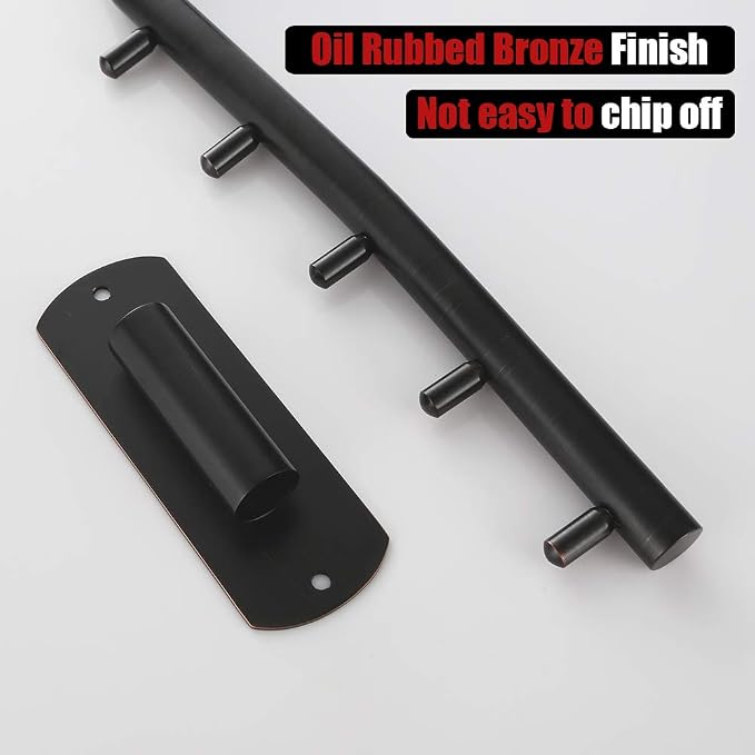JQK Folding Clothes Hanger Rack, Stainless Steel Swing Arm Hook Holder, Clothing Hanging System Drying Closet Storage Organizer Oil Rubbed Bronze Wall Mount, SHR100-ORB