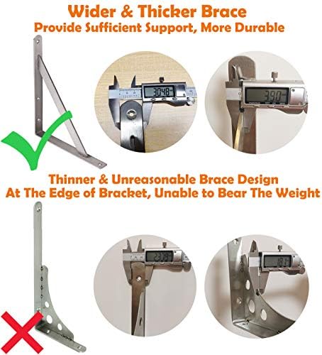 CLT Shelf Bracket 18” x 12" Max Load: 550 lb Heavy Duty Stainless Steel Solid Shelf Support Corner Brace Joint Right Ang