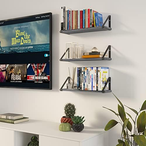 Wallniture Ponza 17'' x 4.5'' Floating Wall Shelf Bathroom, Small Wood Book Shelves for Wall Storage, Wall Mounted Shelf