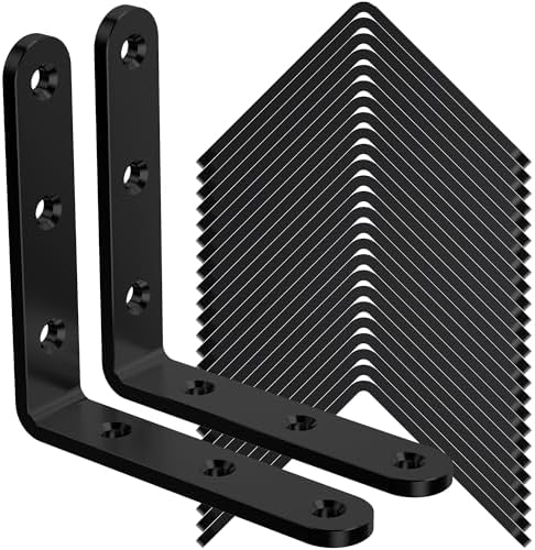 25Pcs Black Angle Brackets 3”x 3” Heavy Duty Corner Bracket 3MM for Wood