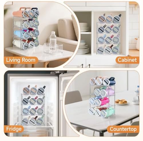 Sbosbo Water Bottle Organizer for Stanley 40 oz Tumbler, Stackable Water Bottle Holder for Kitchen Fridge Cabinet Organi