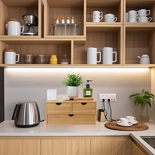 Charmewooden Bamboo Desk Organizer With Drawers Countertop Drawers Counter Storage Box Corner Desk Organizer for Home Office No Assembly Required