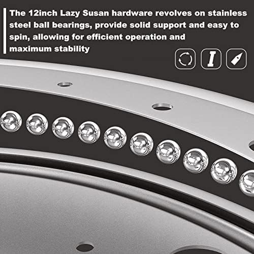 4Pack 12inch Lazy Susan Hardware, 5/16” Thick Turntable Bearings, 1000lbs Rotating Bearing Plate Heavy Duty for Rotating