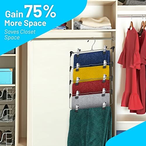 DEILSY™ 5-Tier Pants Hangers with Clips Non Slip Skirt Hangers 3 Pack