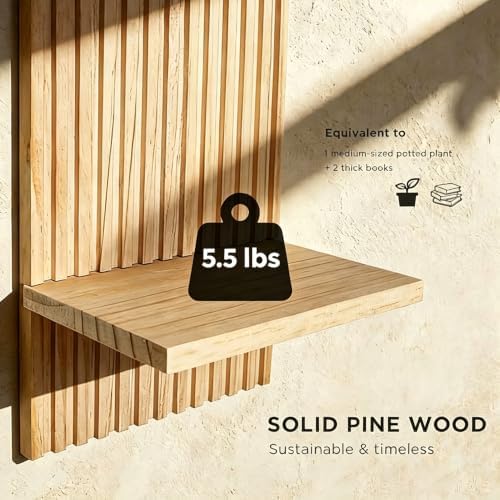 LIYAOLI Boho Plant Wall Shelf Set of 2, Wooden Floating Shelves for Decor