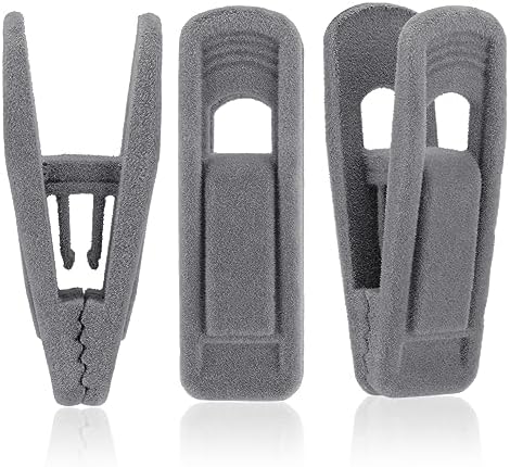 Tinfol Gray Velvet Hanger Clips, 80 Pack Pants Velvet Clips, Large Opening Clothes Pin Hanger Clip, Strong Finger Flocked Clip Perfect for Slim-line Clothes Velvet Hangers