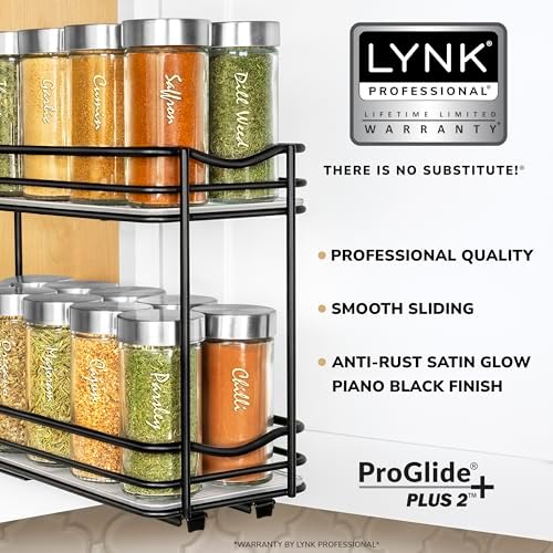 LYNK PROFESSIONAL® Pull Out Spice Organization for Cabinets - 4-3/8 inch Wide – Spice Rack for Inside Cabinets, Slide Ou