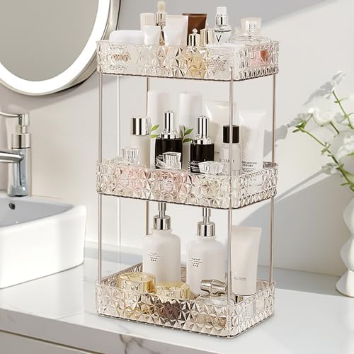 Makeup Organizer for Vanity,High-Capacity Clear Makeup Storage Perfume Organizers,Cosmetic Display Cases,Bathroom Counte