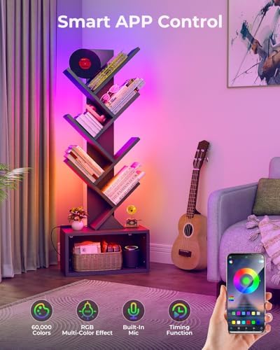 Evermagin 6 Tier Tree Bookshelf with Lights, LED Book Tree Bookcase