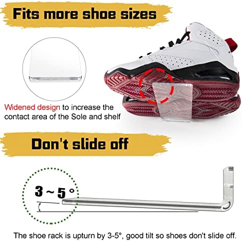 Forzacx Floating Shoe Display Set of 5, Sturdy Levitating Acrylic Shelf , Easy to Install Sneaker Shelves Storage, for B