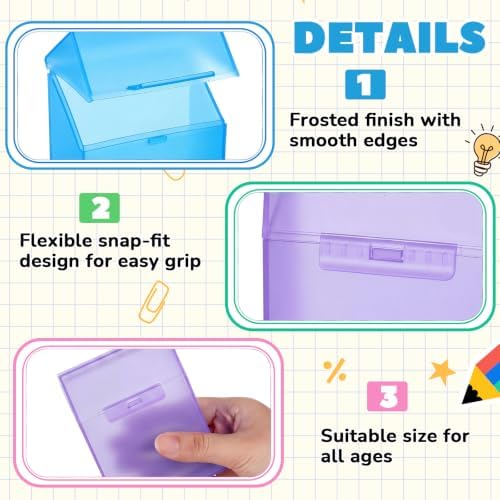 Clabby 2 Pcs Clear Plastic Crayon Boxes Hold 24 Count, Blue,Purple