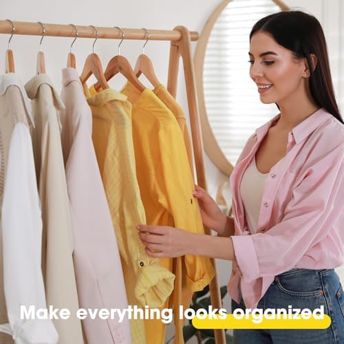Korpai 30 Pack Wooden Hangers,Wooden Clothes Hangers with Smooth Pant Bar and Shoulder Notches,Heavy Duty Hangers with 360-Degree Rotatable Hook, Coat Hangers for Coats,Shirts,Dress,Pants,Natural