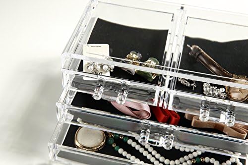Navor Acrylic Makeup Organizer and Cosmetic Make Up Organizer Countertop Storage Box Brush Holder Clear Jewelry Organize