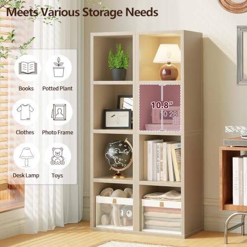 4-Tier Tall Narrow Bookshelf,Slim Bookcase with Open Cubes