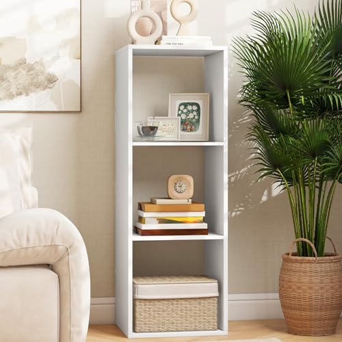 DORTALA 3 Cube Bookcase Set of 2, Floor Standing Bookshelf with Open Back, Anti-Tipping Kits, Modern Storage Organizer D