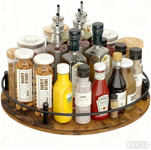 Lazy Susan Spice Rack Organizer - Rotating Turntable Height Adjustable for Kitchen Countertop Cabinet Pantry Seasoning S