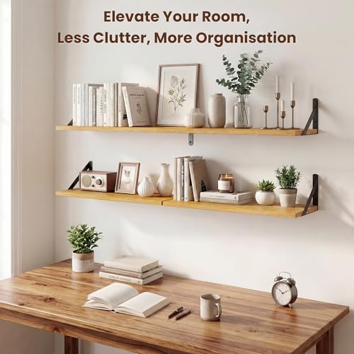 Axeman 20 Inch Floating Shelves, 8 Inch Deep Oak Wall Shelves Set of 2