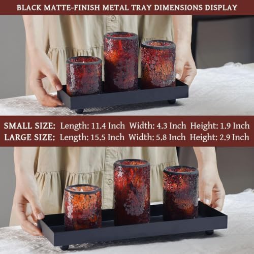 11.4"x4.3" Matte Black Rectangular Metal Tray, Candle & Jewelry Organizer