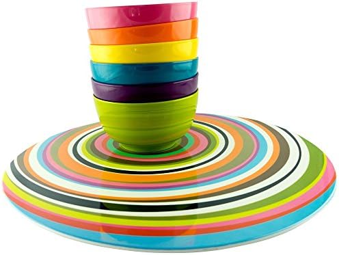 French Bull Lazy Susan Large Melamine Rotating Dinnerware Platter Turntable Table, Serving, Party, Kitchen, Organizing, 