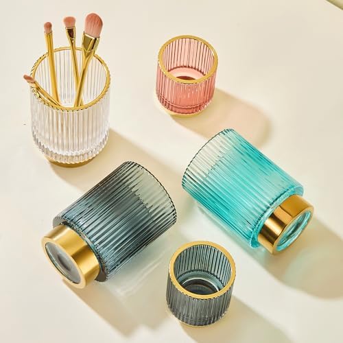 Makeup Brush Holder Organizer,Toothbrush Holders,Desk Pen Pencil Holder,Multifunctional Vintage Glass Brush Cup(A3-17-US