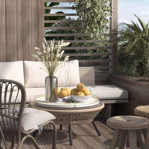 Oroyutor 16-Inch Oak Lazy Susan with Gold Rail and White Finish