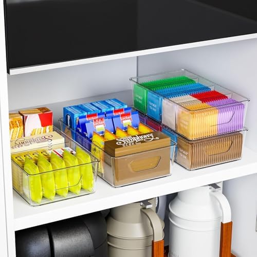 Stackable 2 Pack Snack Organizer for Pantry Shelf,Clear Pantry Organizers and Storage Bins for Fridge,Office,Cupboard,Pl