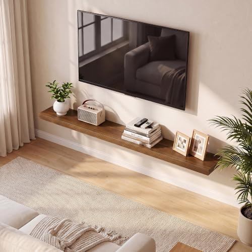 Fun Memories 60 Inch Fireplace Mantel Set of 2, Long Floating Shelf for Bedroom|Living Room, Wall Mounted Farmhouse Disp