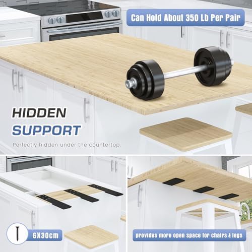 Countertop Support Brackets Heavy Duty 4 Pack 1/4" Thick 16 Inch Flat Hidden Knee Wall Countertop Bracket for Granite Qu