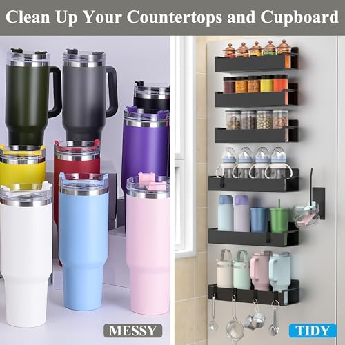 HuggieGems Magnetic Water Bottle Holder for Refrigerator, Cup Holder Organizer for Stanley and Tumbler for Kitchen, 6 Pa