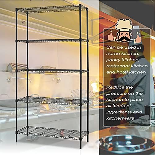 HCY 5-Tier Storage Shelf Heavy Duty Shelving Unit NSF Height Adjustable Metal Storage Rack for Laundry Bathroom Kitchen 