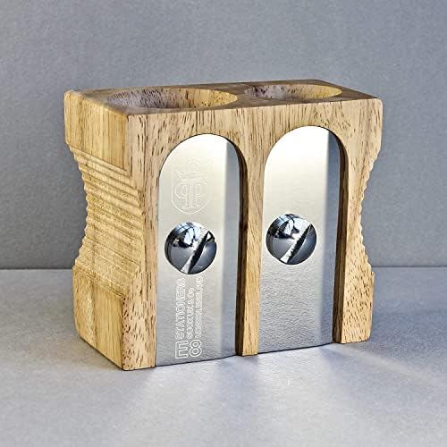 Suck UK Pen Holder - Wooden Pencil Sharpener - Stationary Organiser - Desk Tidy - Quirky Office Desk Accessories - Funny Pencil Pot - Novelty Pen Holder - Vintage Teacher Gifts For Men - Double