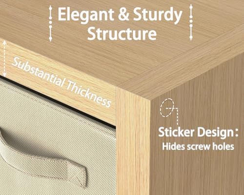 furtble Bookshelf with Storage Bins, 8-Cube Storage Organizer, Modern Wood Open Bookcase, Multifunctional Display Shelf 