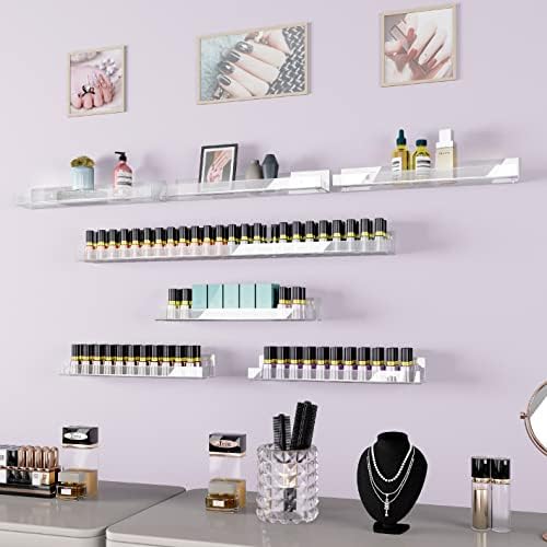 8 Pack 15 Inch Clear Acrylic Floating Wall Shelves, Kids Bookshelf