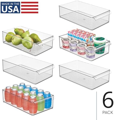 iDesign Stackable Fridge or Freezer Bin, Set of 6, Clear, Large