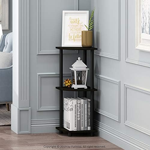 Furinno TURN-N-TUBE Corner Shelf, 3-Tier Corner Bookshelf, Display Storage Shelves with Open Shelves, for Organization a
