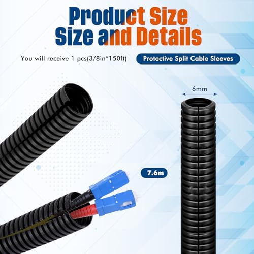 Sasylvia 1/4" X 25 ft Split Wire Loom Tubing, Cord Protector