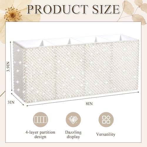 Pearl Desk Organizer, White Pen Makeup Brush Holder