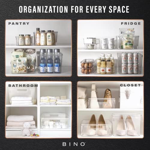 BINO | Plastic Storage Bins, X-Small - 5 Pack | THE LUCID COLLECTION | Multi-Use Built-In Handles BPA-Free Clear Storage