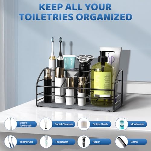 Luxspire 5 Slots Toothbrush Holders with Diatomaceous Earth Tray, Black